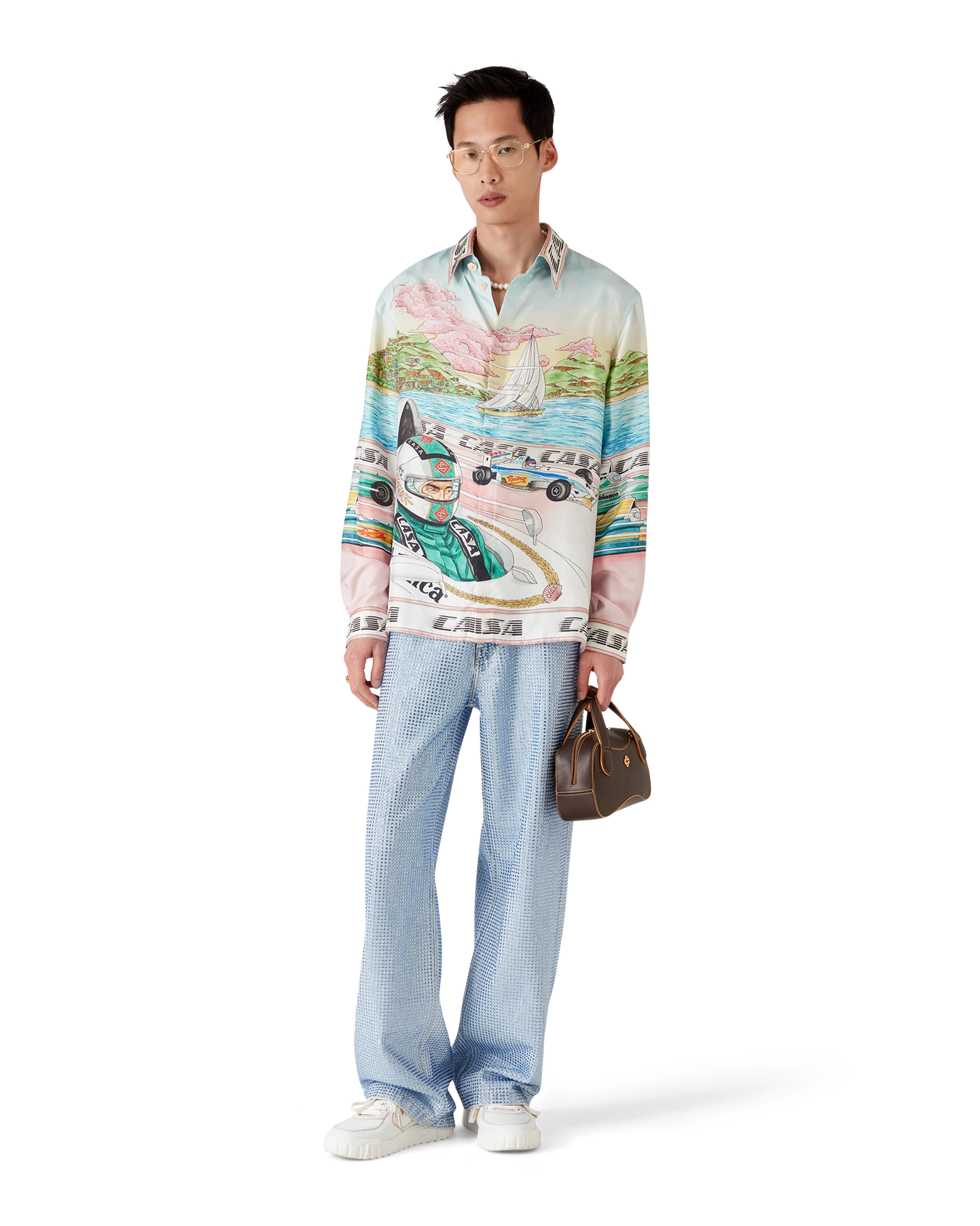CASABLANCA - The Art Of Racing Silk Long Sleeve Shirt