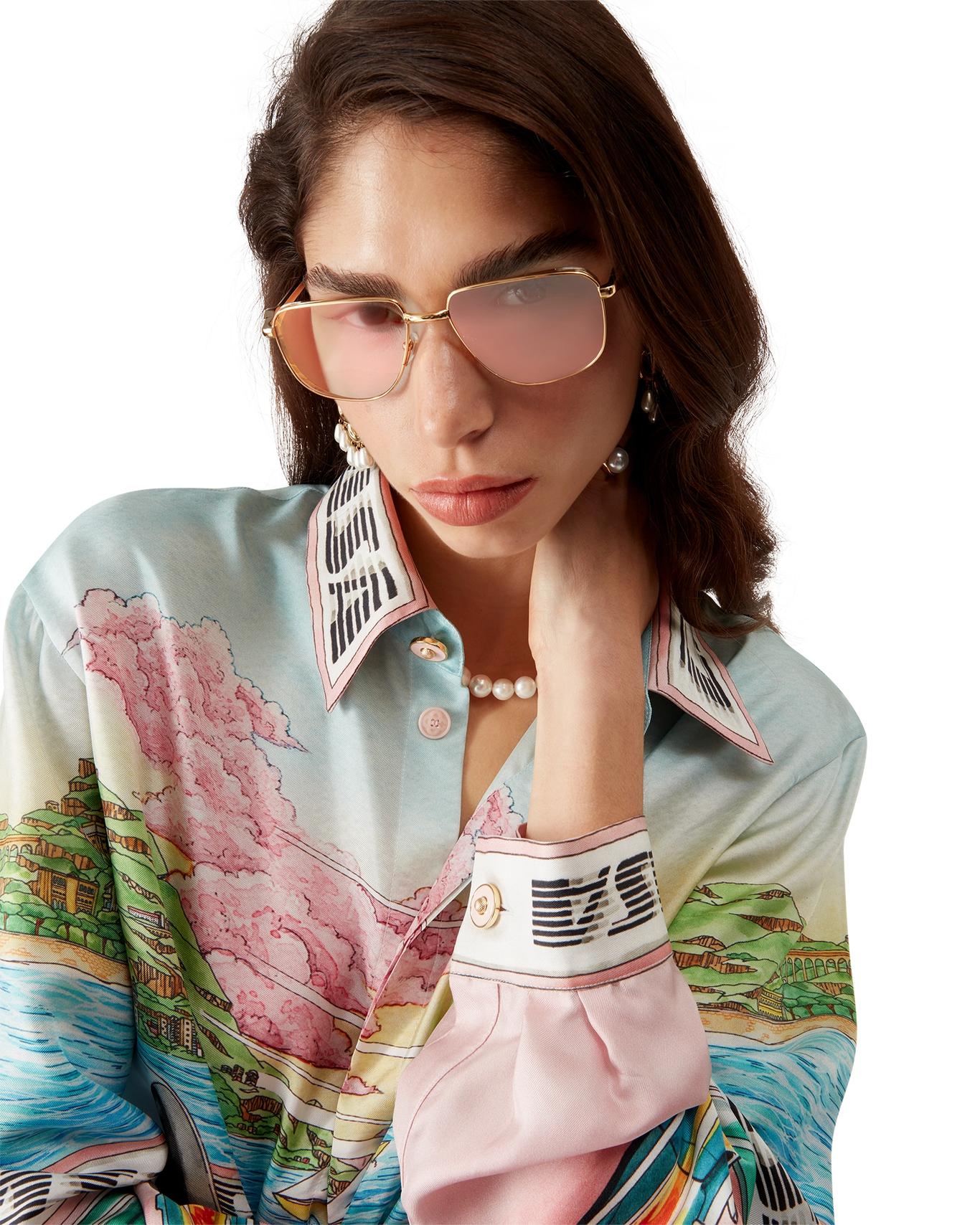 CASABLANCA - The Art Of Racing Silk Long Sleeve Shirt