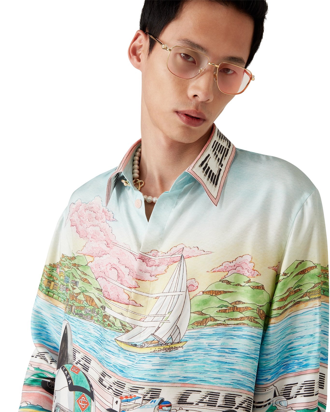 CASABLANCA - The Art Of Racing Silk Long Sleeve Shirt