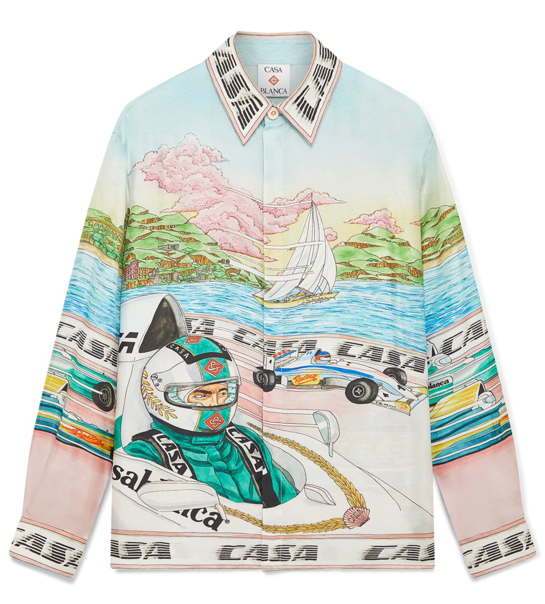 CASABLANCA - The Art Of Racing Silk Long Sleeve Shirt