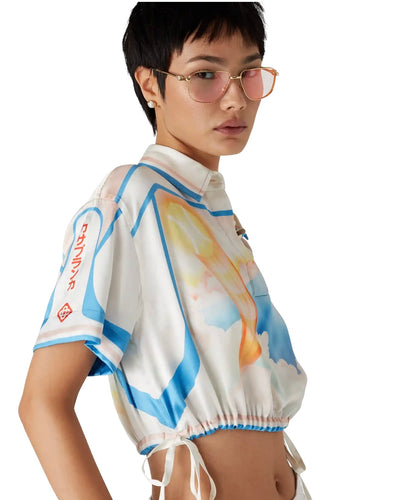 CASABLANCA - Fuji Dream Silk Cropped Shirt
