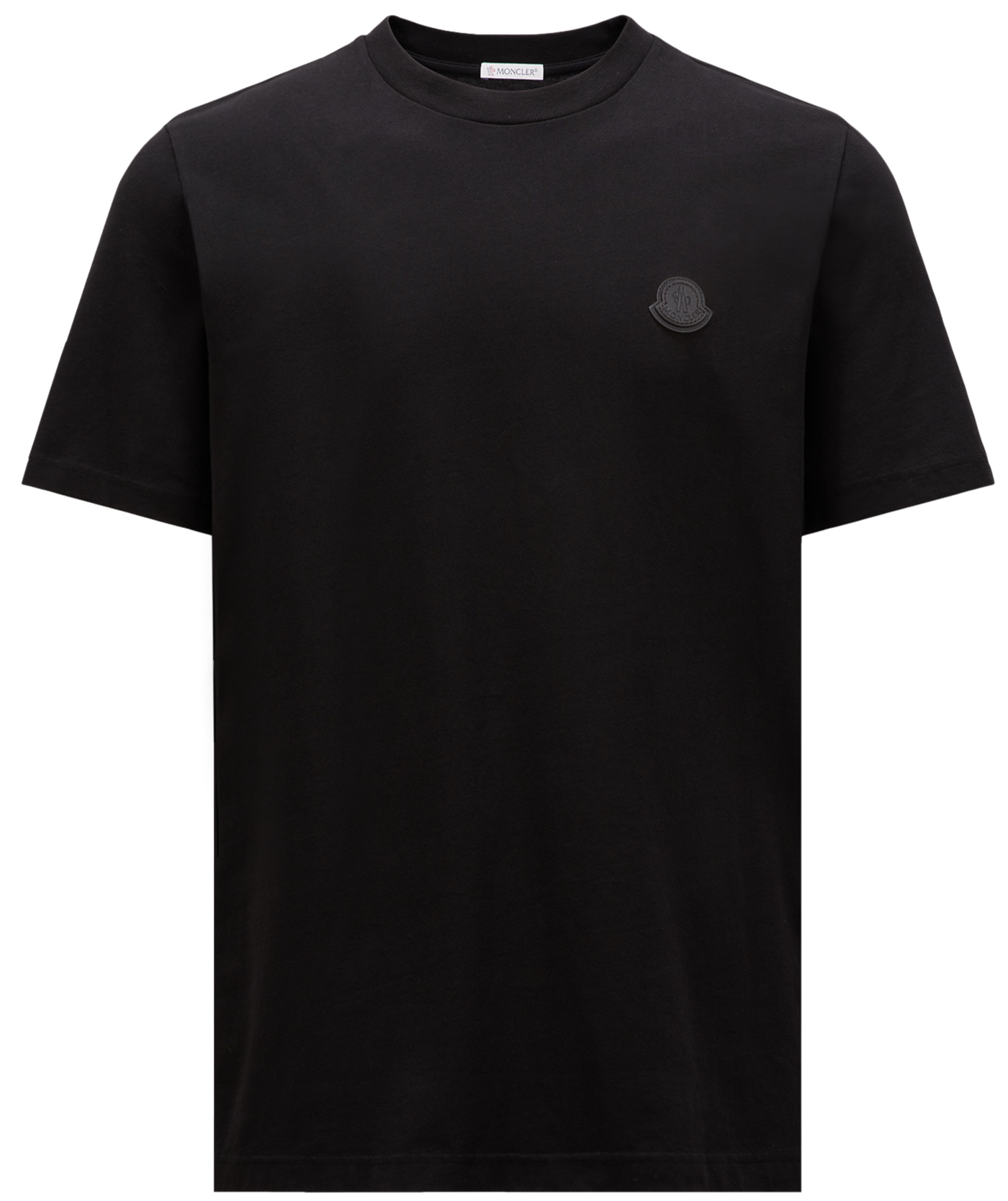 MONCLER - T-SHIRT NOIR LOGO CUIR