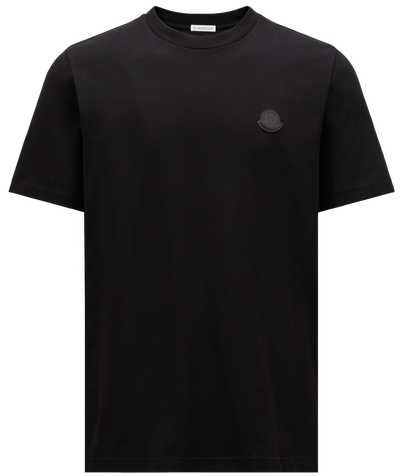 MONCLER - T-SHIRT NOIR LOGO CUIR