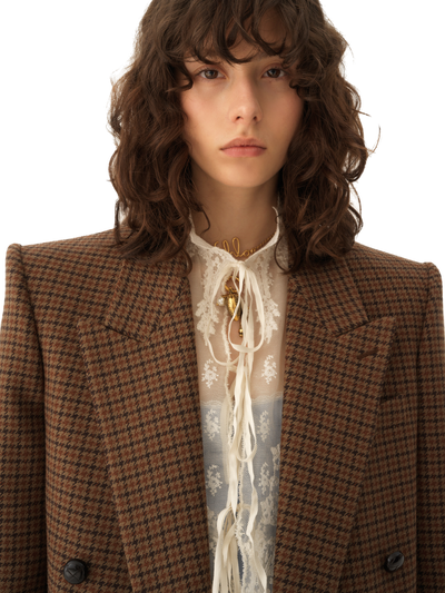 CHLOÉ - Veste blazer croisée en laine pied-de-poule
