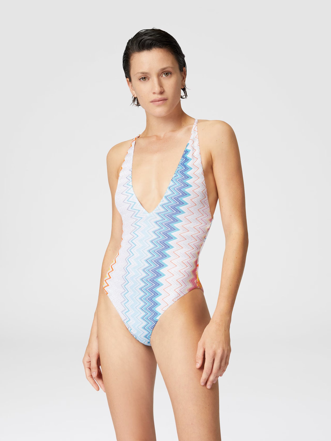 MISSONI - Maillot de bain une pièce zigzag lamé col V