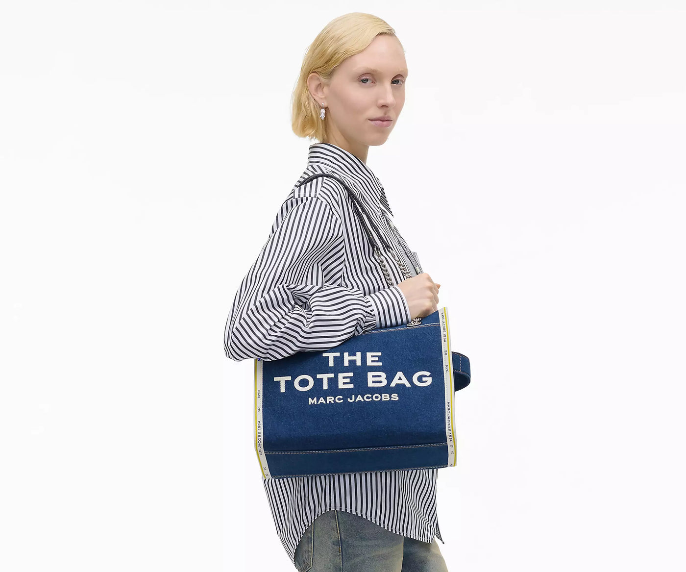 MARC JACOBS The Denim Chain Medium Tote Bag RIVE NEUVE