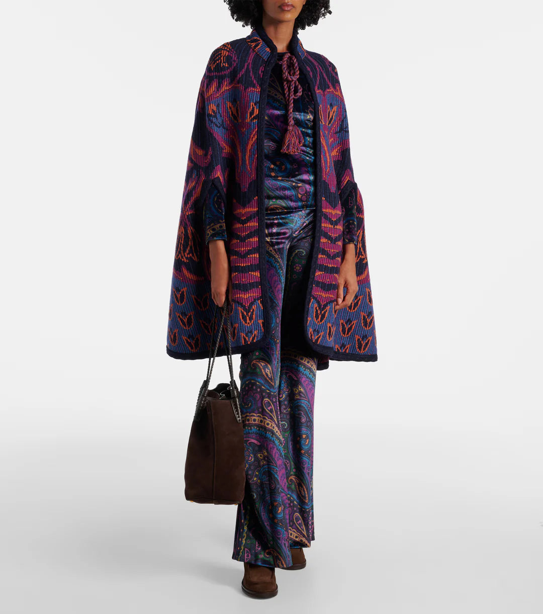 ETRO - Cape en jacquard de laine et coton mélangés