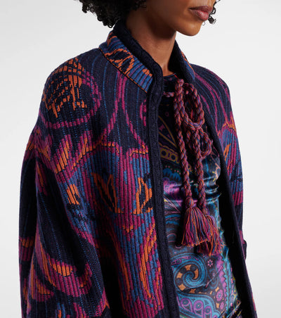 ETRO - Cape en jacquard de laine et coton mélangés