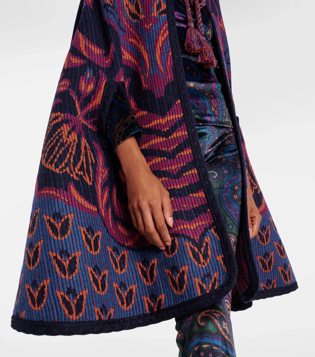 ETRO - Cape en jacquard de laine et coton mélangés