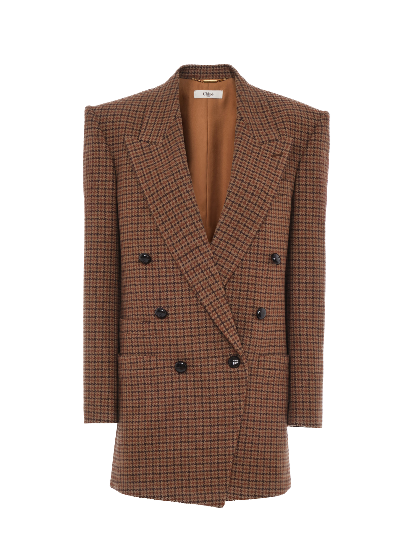 CHLOÉ - Veste blazer croisée en laine pied-de-poule