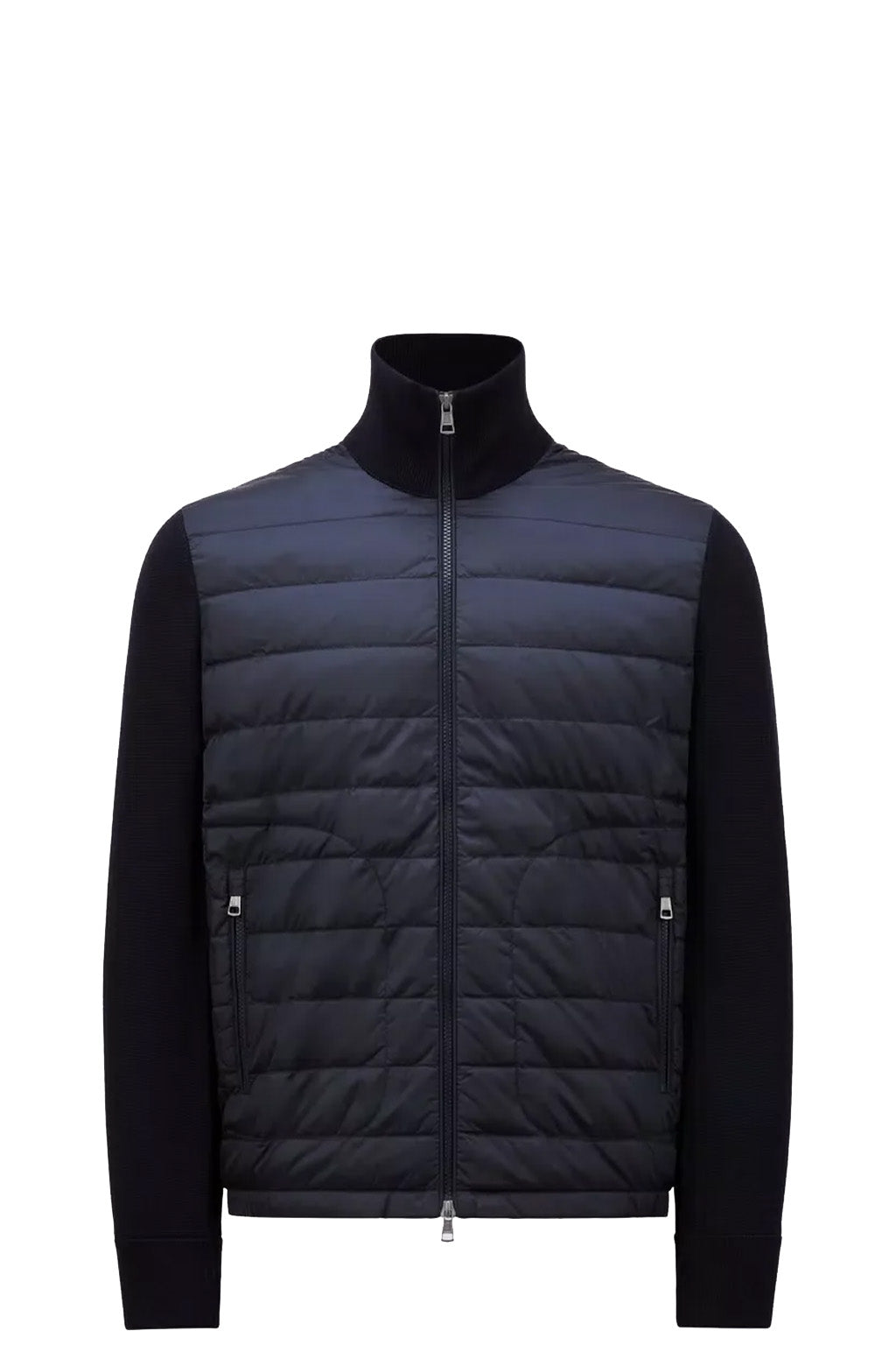 MONCLER - Cardigan zippé bleu marine