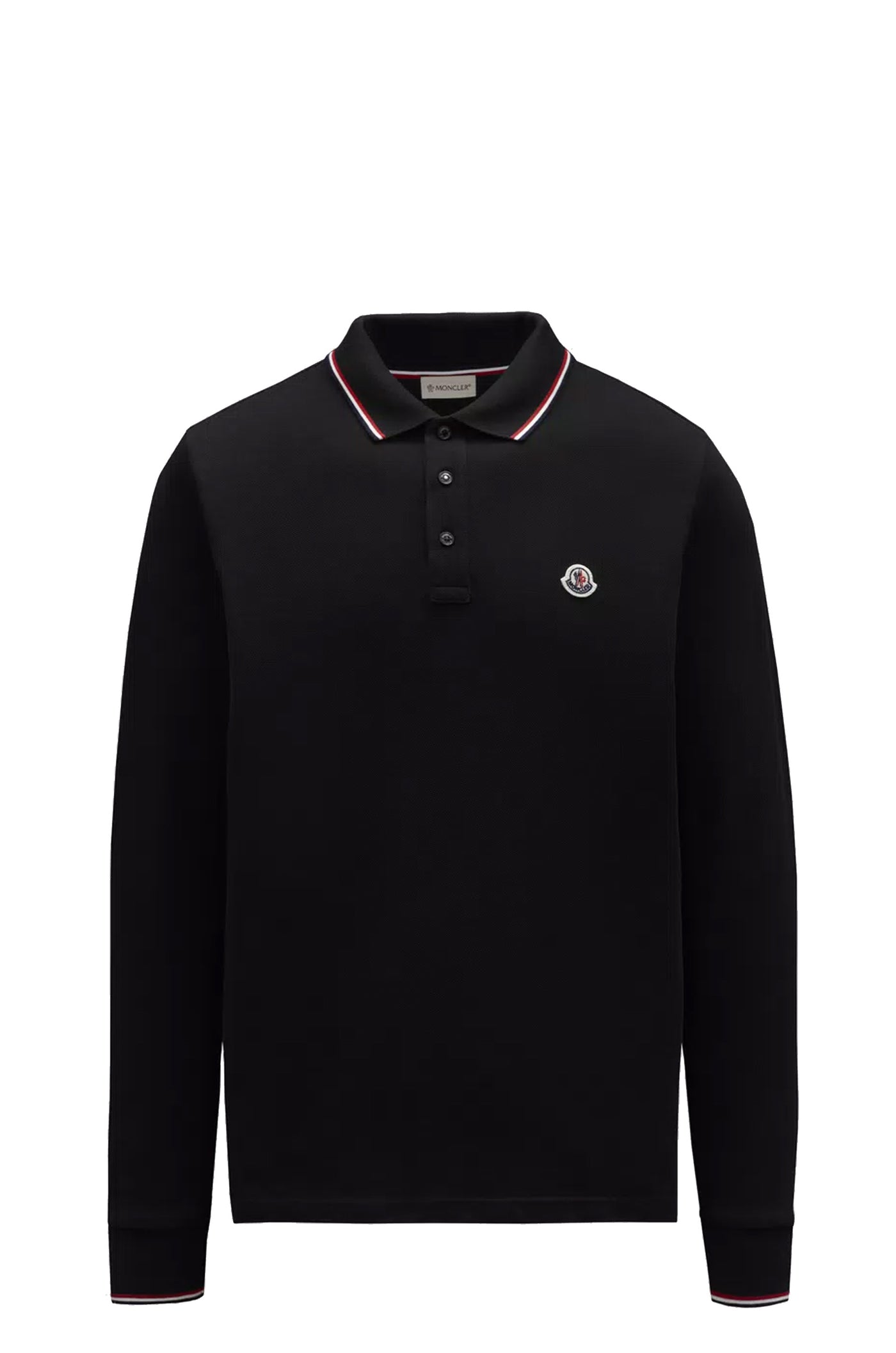 MONCLER - Polo noir à manches longues