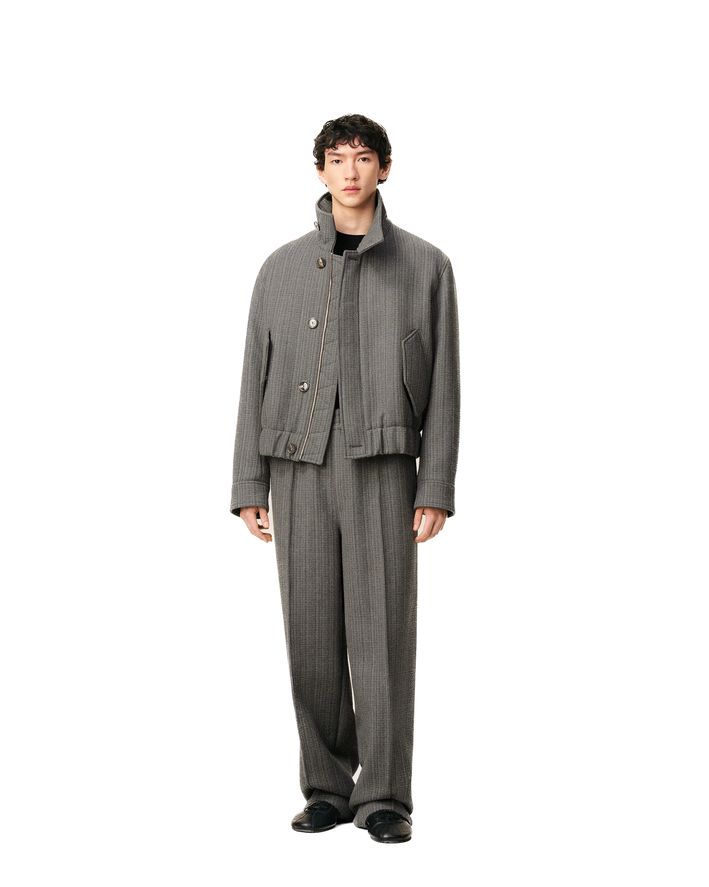 AMI PARIS - Blouson Harrington en&nbsp;double de laine motif chevron