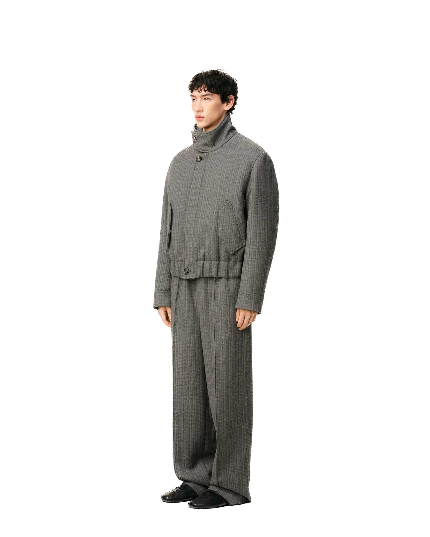 AMI PARIS - Blouson Harrington en&nbsp;double de laine motif chevron
