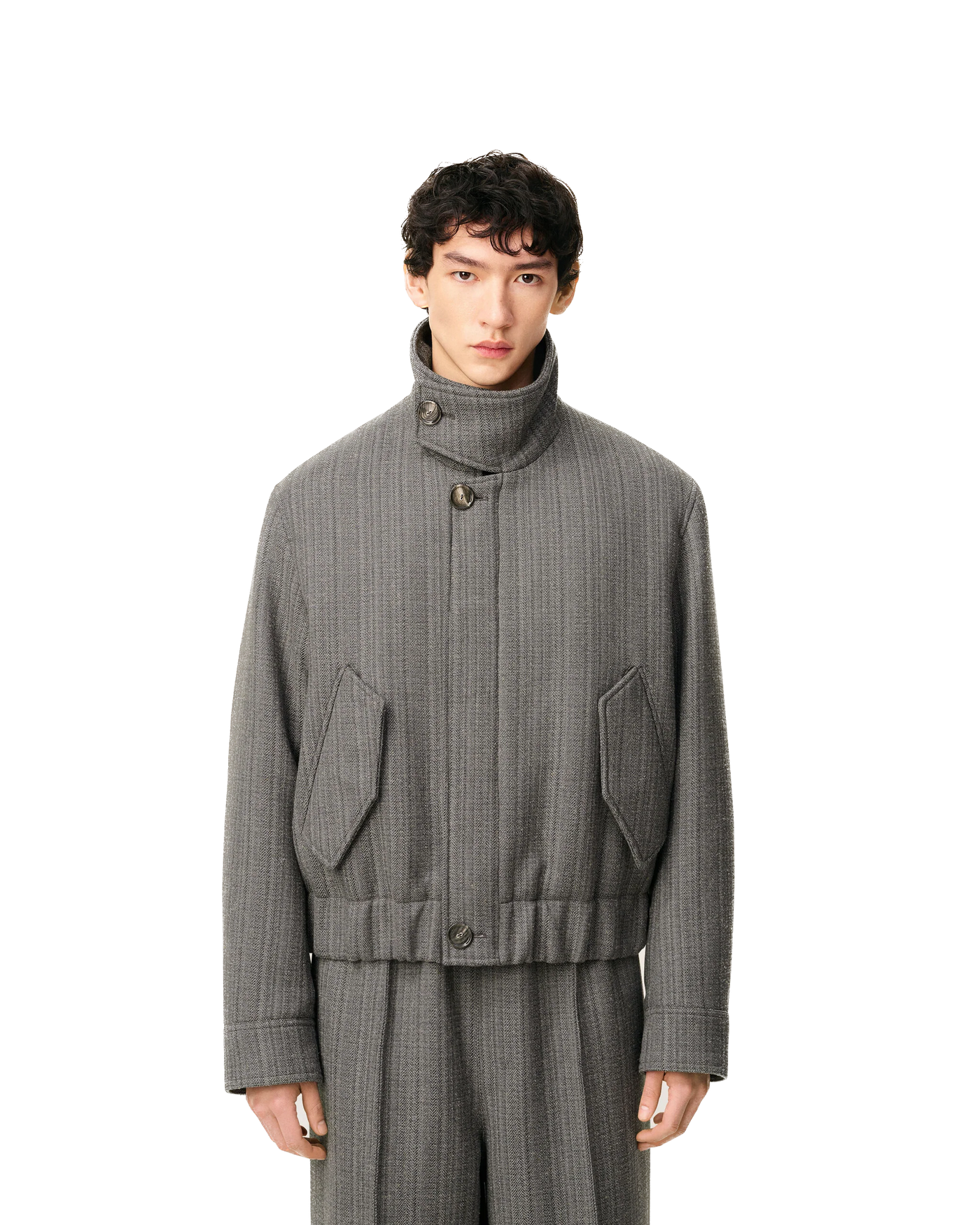 AMI PARIS - Blouson Harrington en&nbsp;double de laine motif chevron