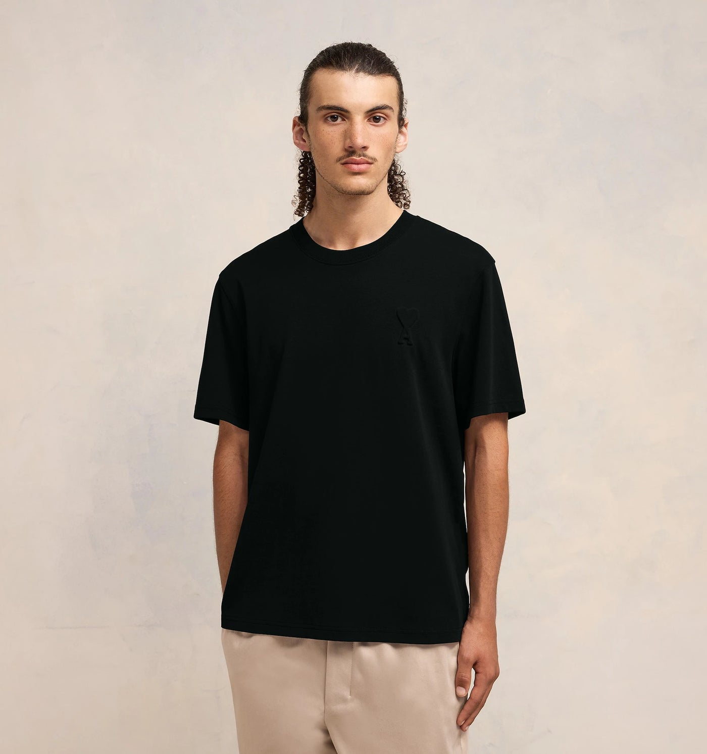 AMI PARIS - TSHIRT ADC TON-SUR-TON NOIR