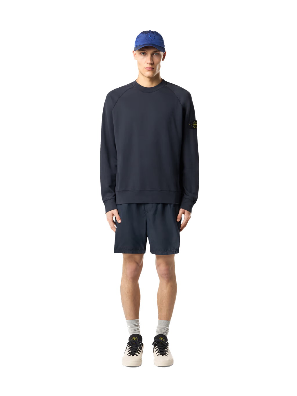 STONE ISLAND - Maillot de bain bleu marine à patch compass