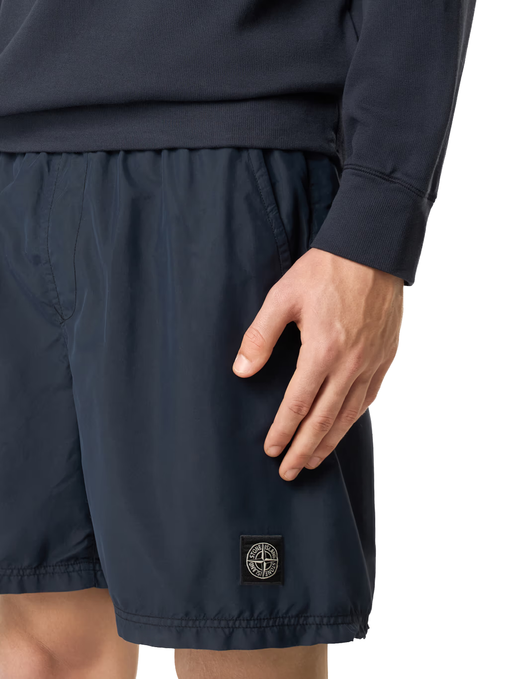 STONE ISLAND - Maillot de bain bleu marine à patch compass
