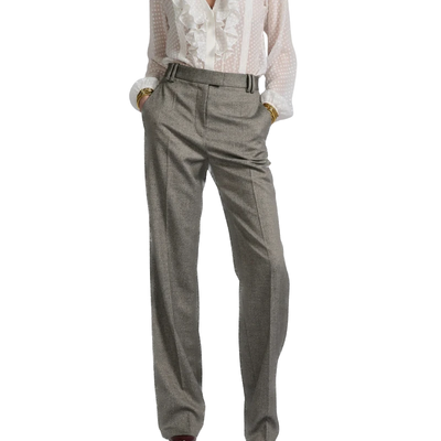 BARBARA BUI - Pantalon taille haute laine micro chevrons gris