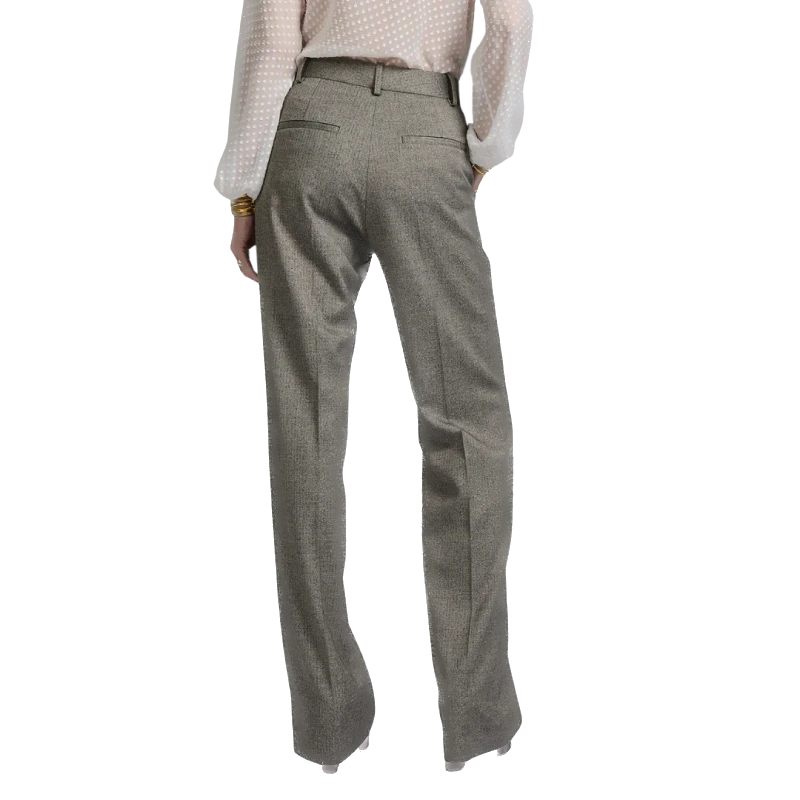 BARBARA BUI - Pantalon taille haute laine micro chevrons gris