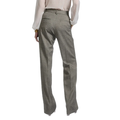 BARBARA BUI - Pantalon taille haute laine micro chevrons gris