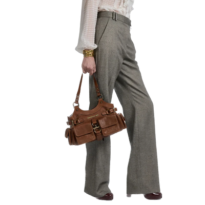 BARBARA BUI - Pantalon taille haute laine micro chevrons gris
