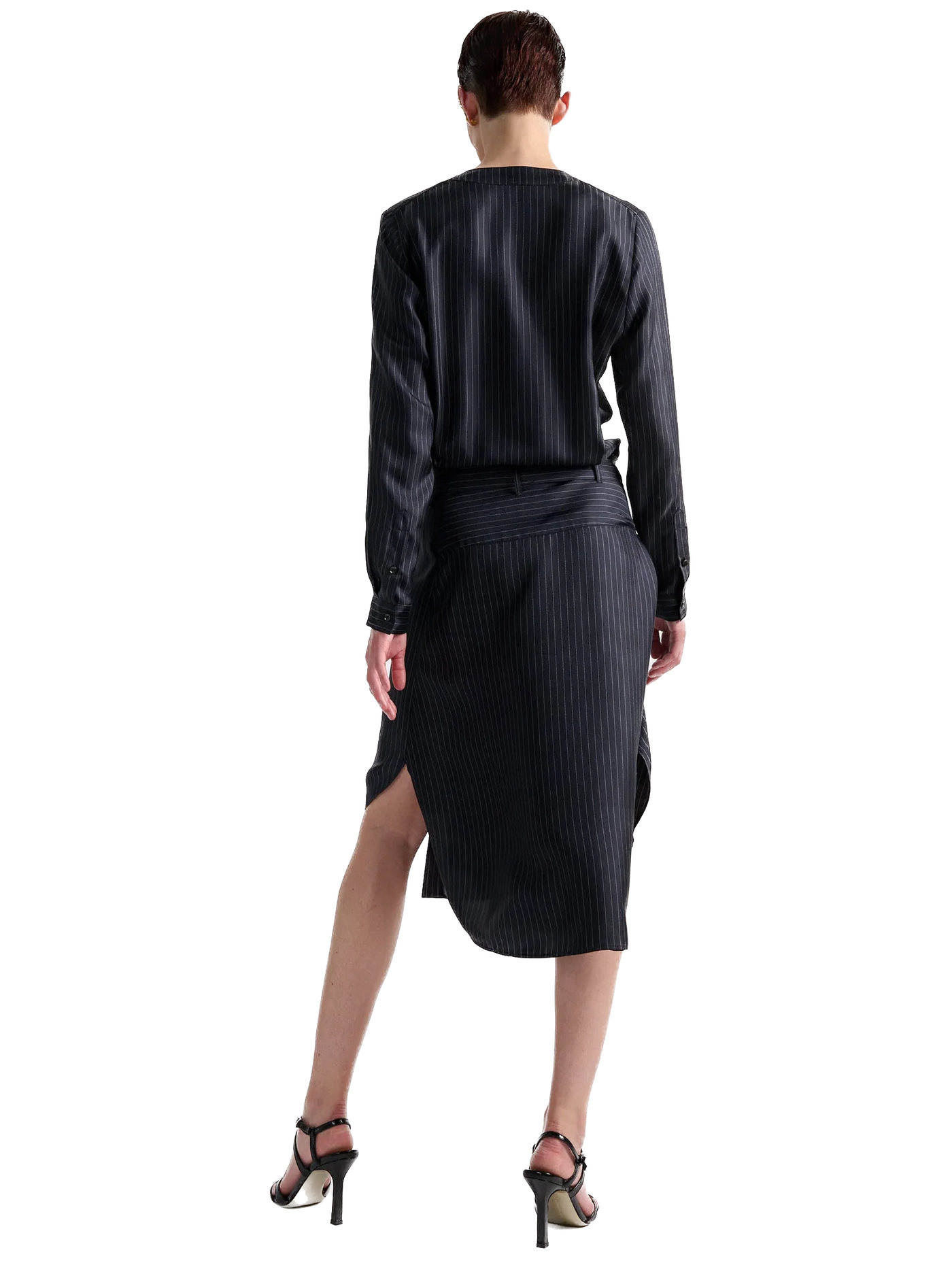 BARBARA BUI - robe en twill de soie à imprimé rayures tennis