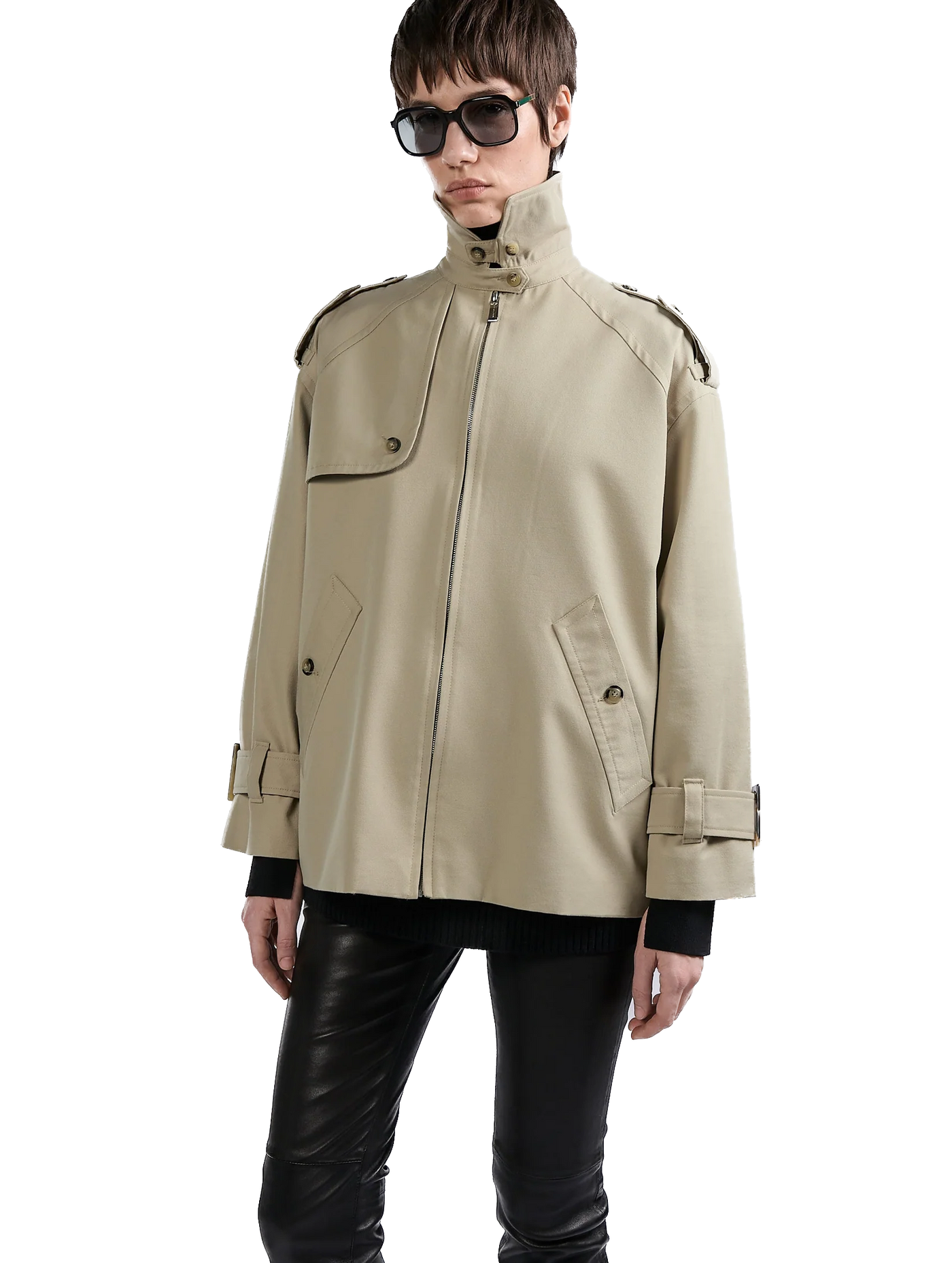 BARBARA BUI - Blouson oversized en gabardine coton et laine sable