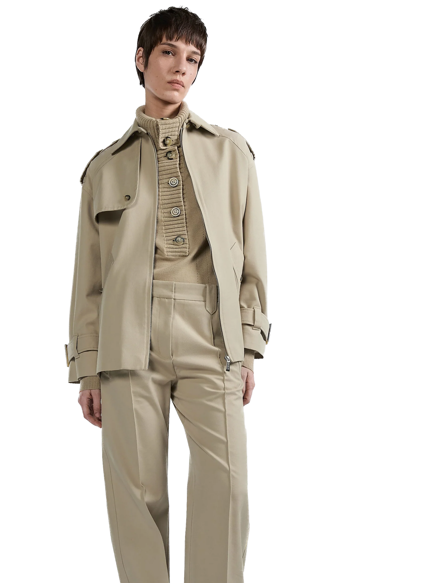 BARBARA BUI - Blouson oversized en gabardine coton et laine sable