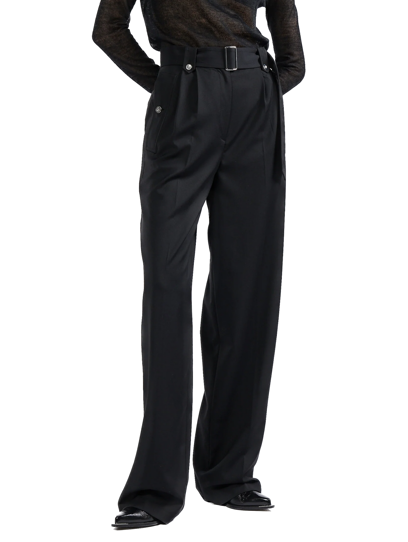BARBARA BUI - Pantalon taille haute en gabardine de laine noir