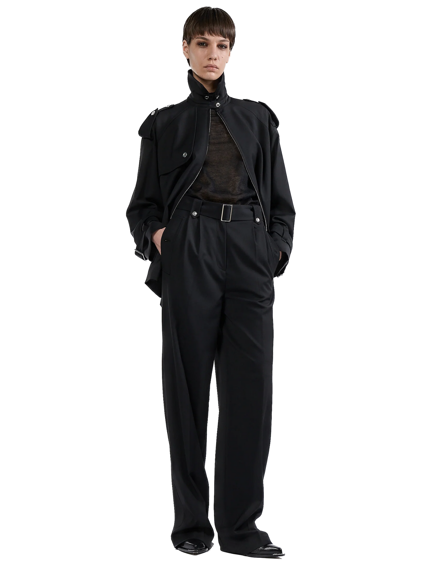 BARBARA BUI - Pantalon taille haute en gabardine de laine noir