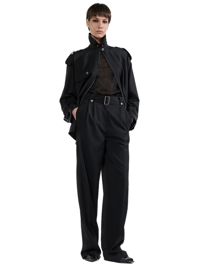 BARBARA BUI - Pantalon taille haute en gabardine de laine noir