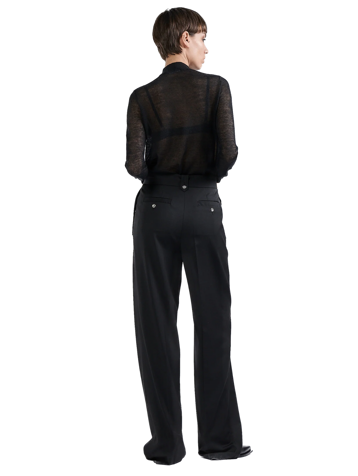 BARBARA BUI - Pantalon taille haute en gabardine de laine noir