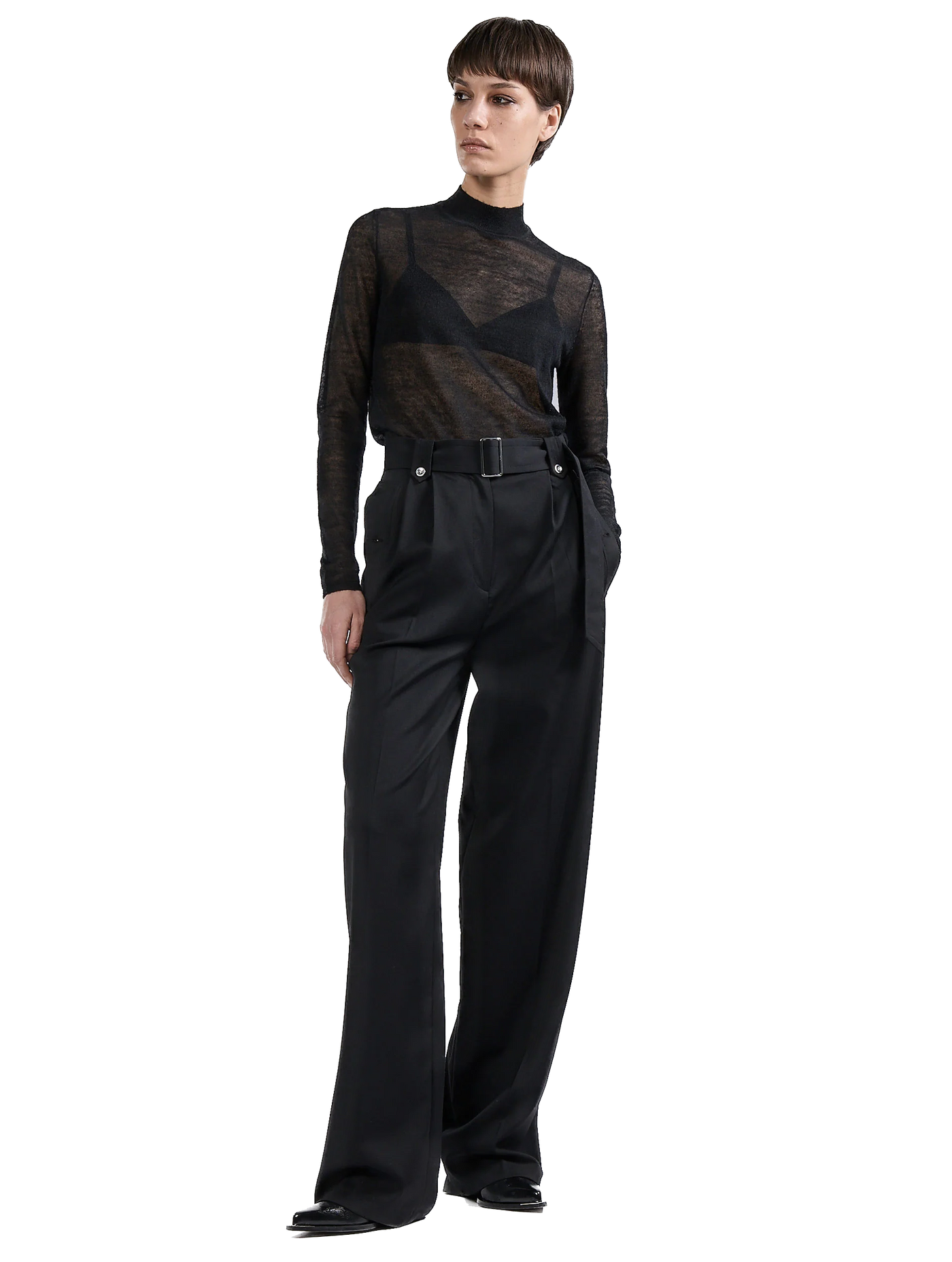BARBARA BUI - Pantalon taille haute en gabardine de laine noir