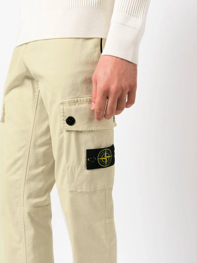 STONE ISLAND - Pantalon cargo Beige avec poches boutonnées