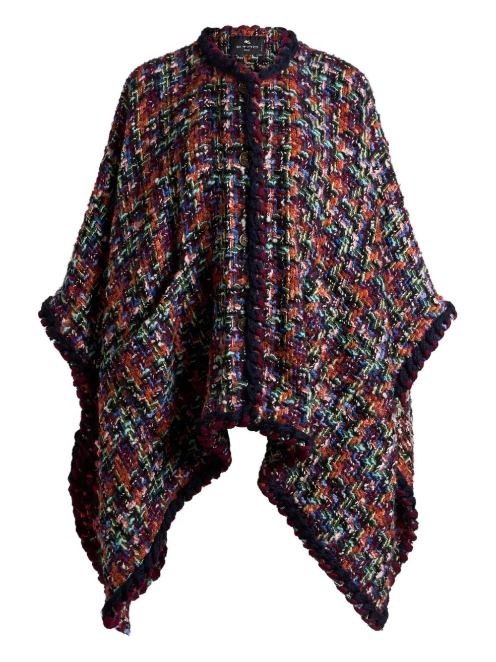 ETRO - Cape en tweed à pompons