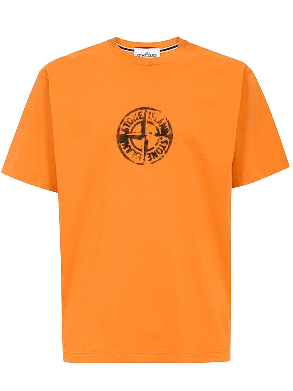 STONE ISLAND - Tee Shirt orange à logo central