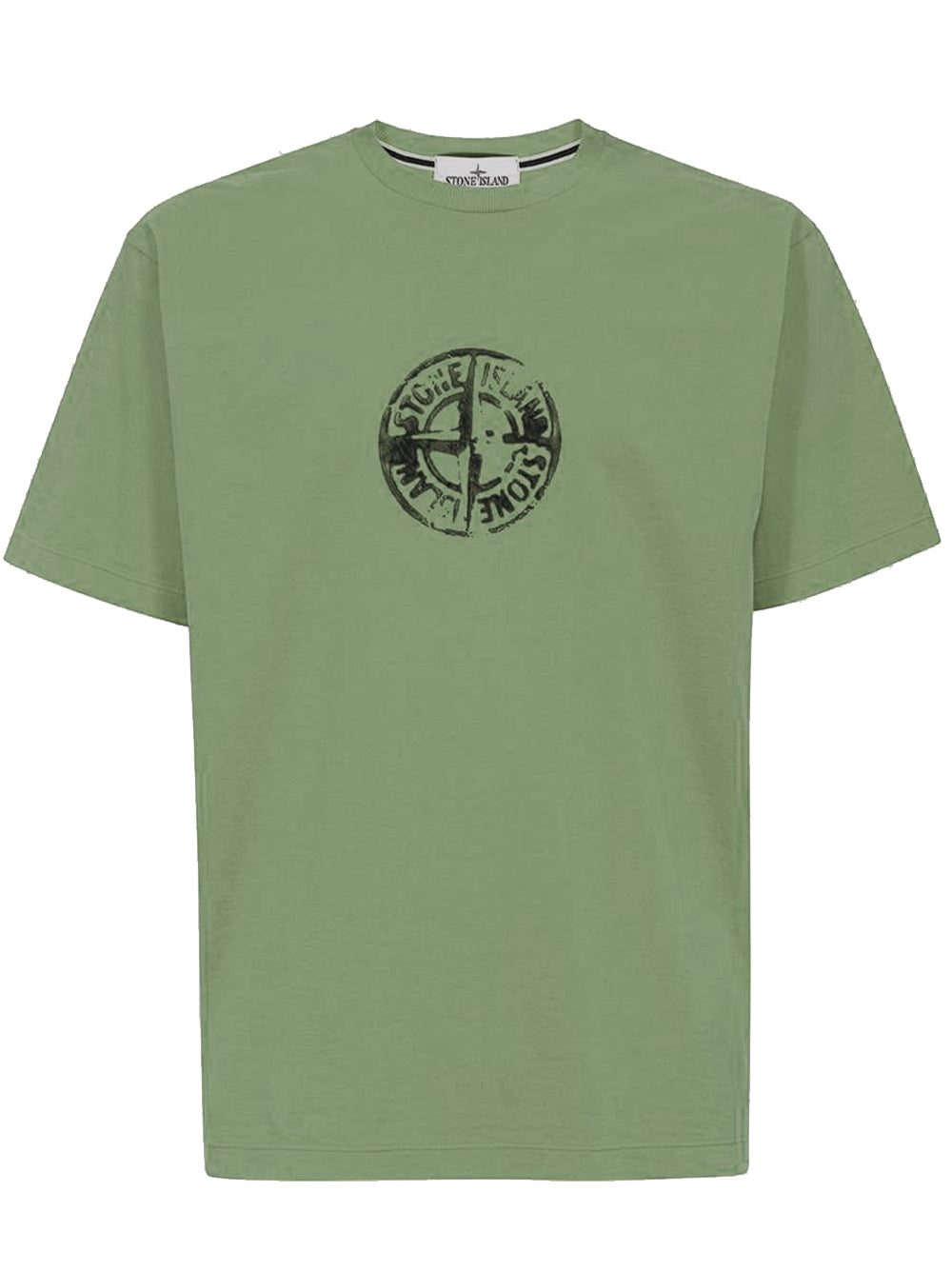 STONE ISLAND - Tee Shirt kaki à logo central