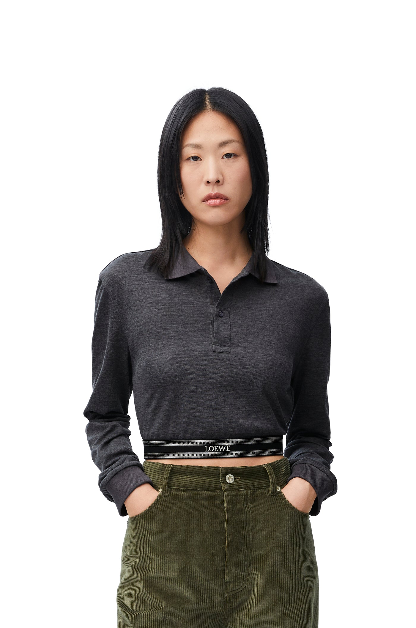 LOEWE - LONG SLEEVE CROPPED POLO