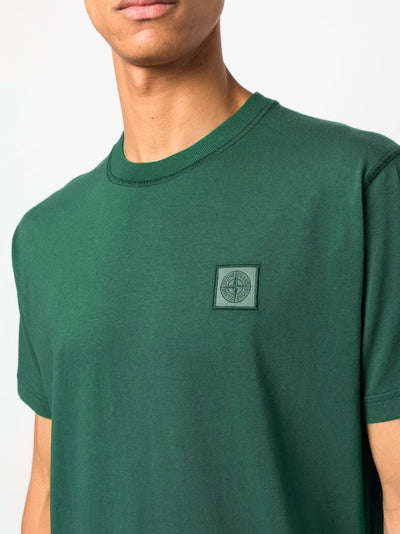 STONE ISLAND - Tee Shirt Compass dye vert fôret