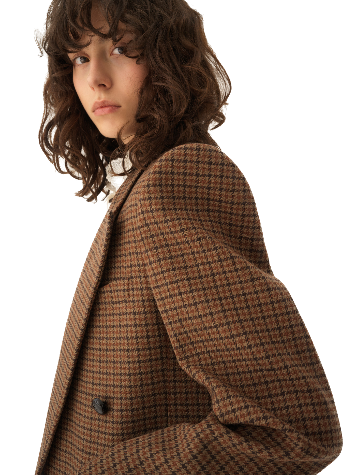 CHLOÉ - Veste blazer croisée en laine pied-de-poule