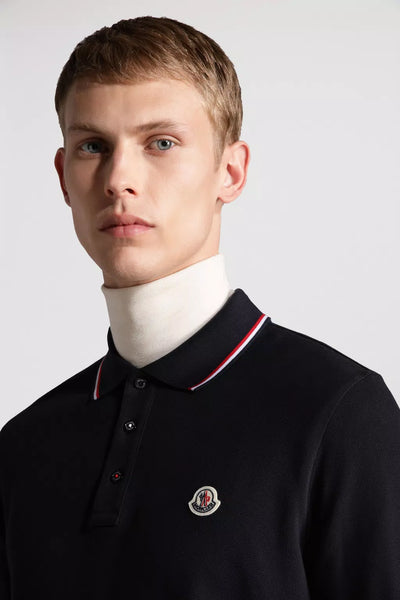 MONCLER - Polo bleu marine à manches longues