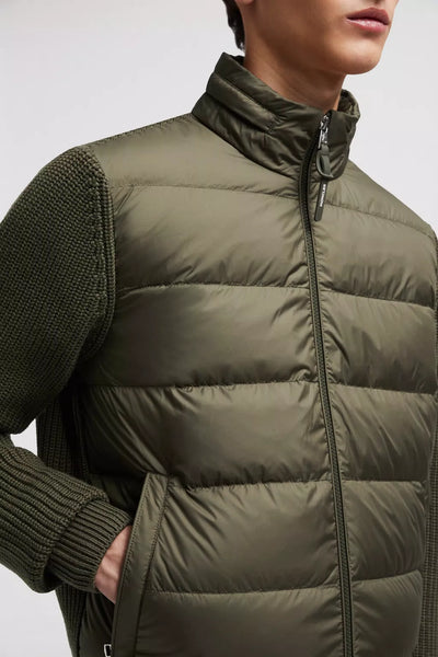 MONCLER - Cardigan bi-matière kaki