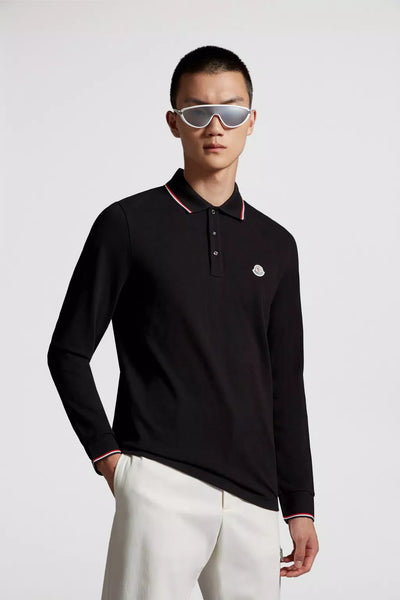 MONCLER - Polo noir à manches longues