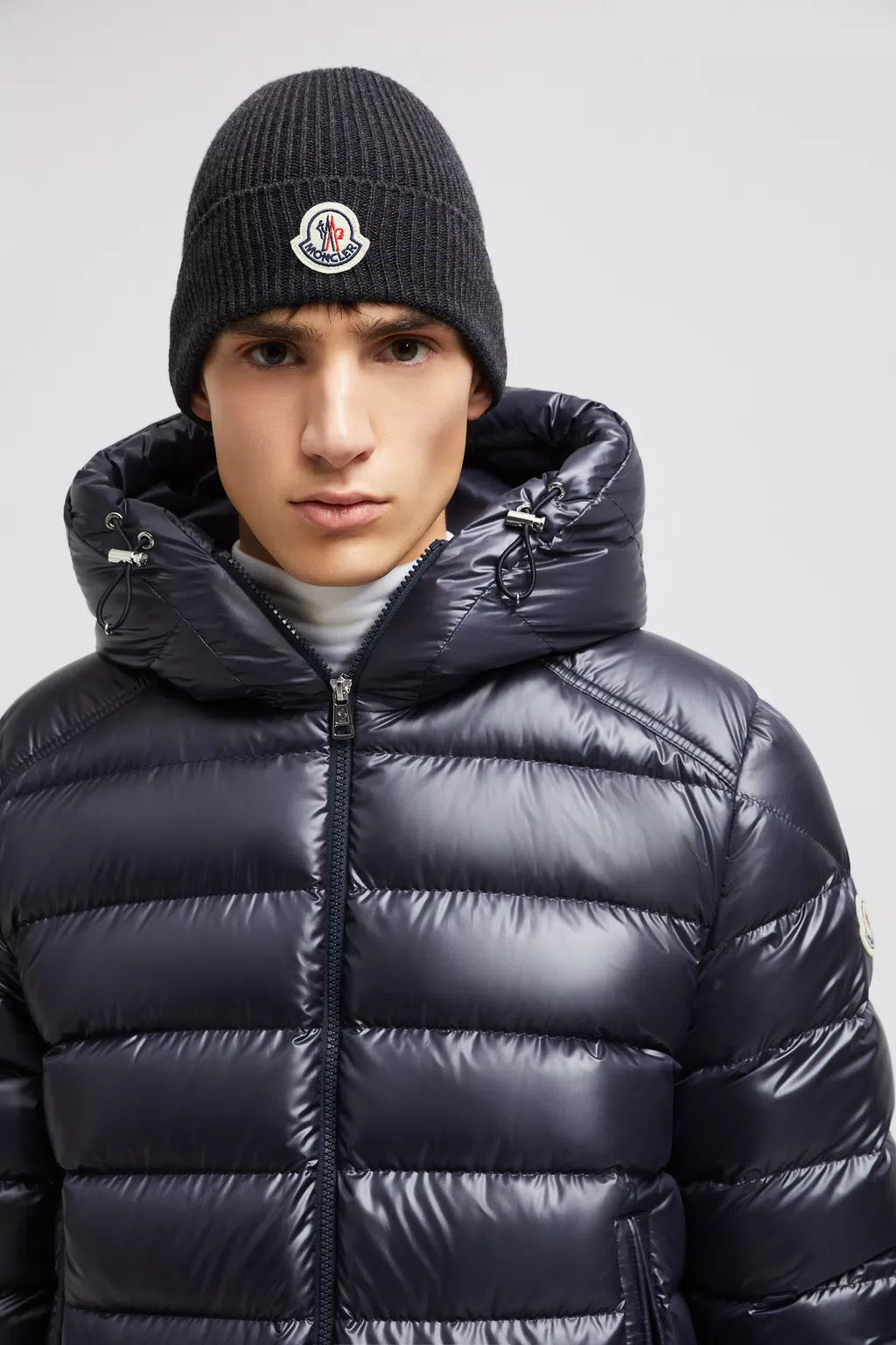 MONCLER - Bonnet en laine gris foncé