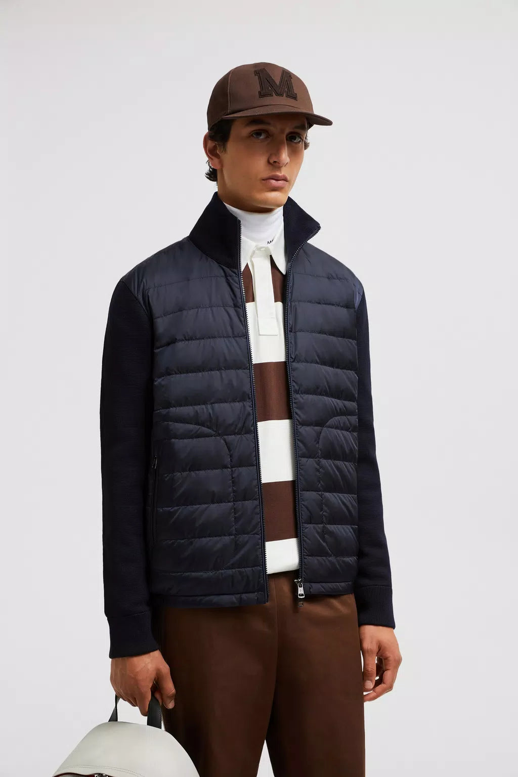 MONCLER - Cardigan zippé bleu marine