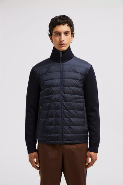 MONCLER - Cardigan zippé bleu marine