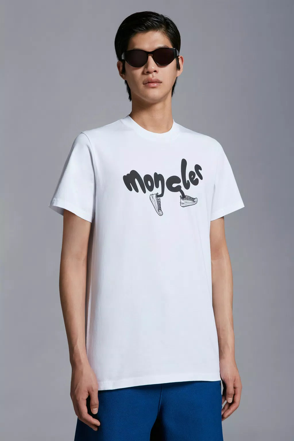 MONCLER - T-shirt à logo running blanc