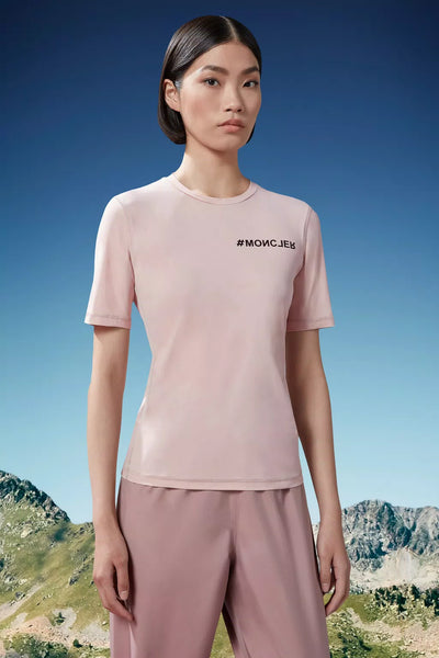 MONCLER - T-shirt à logo rose clair