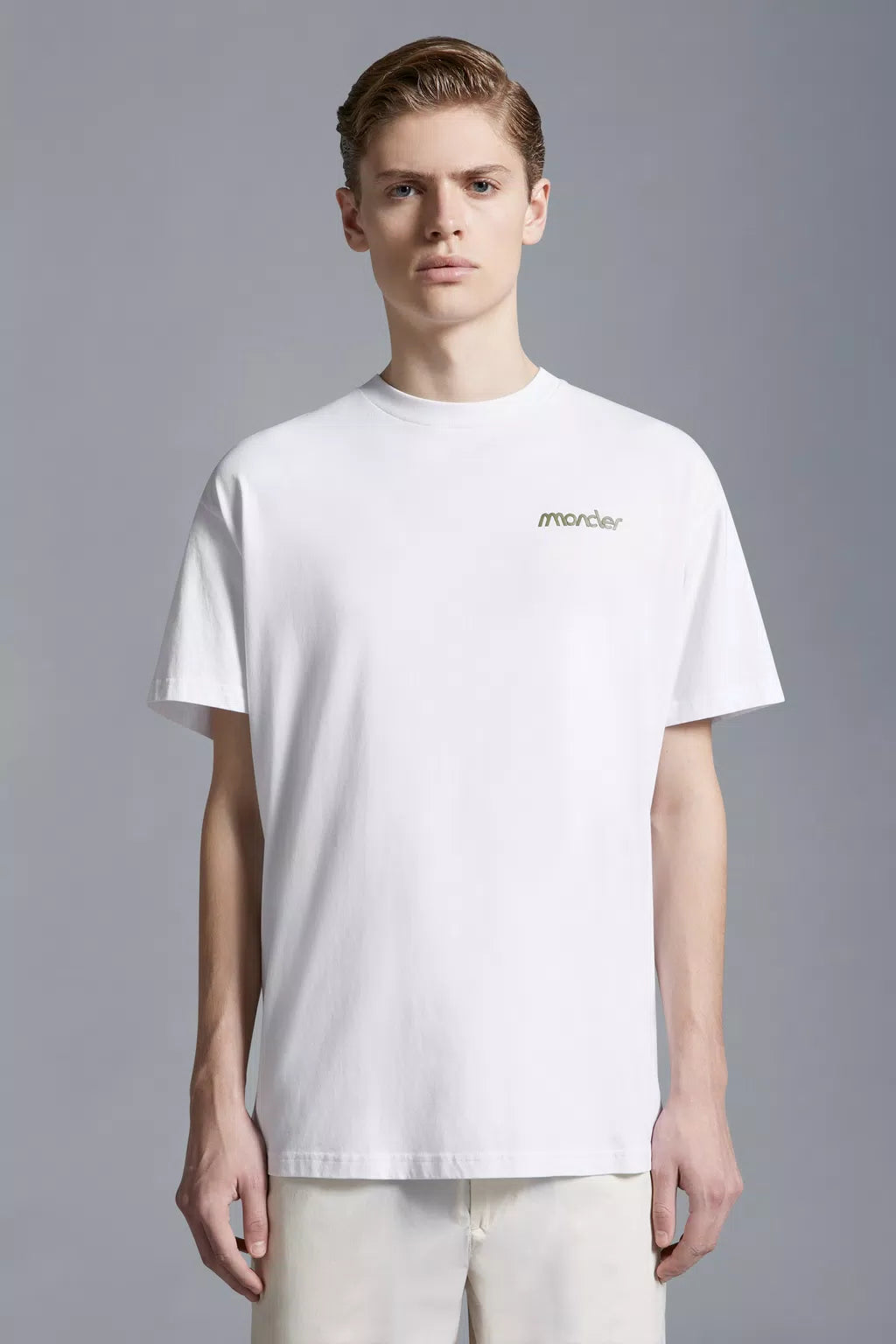 Moncler - T shirt à motif métallisé blanc